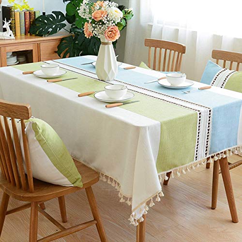 Lanqinglv Quaste Tischdecke 100x160 Abwaschbar Baumwolle und Leinen Tischtuch Grün/blau Tischdecke Rechteck Couchtisch Lanqinglv Quaste Tischdecke 100x160 Abwaschbar Baumwolle und Leinen Tischtuch Grün/blau Tischdecke Rechteck Couchtisch von Lanqinglv