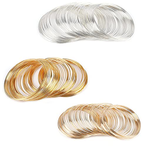 Armband Memory Wire, Handwerk Aluminiumdraht Ringe, Schmuckdraht Set, Memory Wire Memory Steel Wire Armband Memory Wire Kreise Für Armbandherstellung, Schmuckherstellung, Heimwerkerbedarf (3 Farben) von Lansls