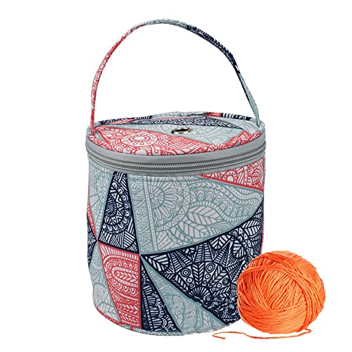 Lansls Stricktasche, Aufbewahrung Garn Tasche, Stricken Tasche, Wolle Aufbewahrungstasche, Handarbeitstasche, Garnaufbewahrungstasche für Wolle und Stricken Zubehör, 13.5cm×13cm (Geometrische Muster) von Lansls