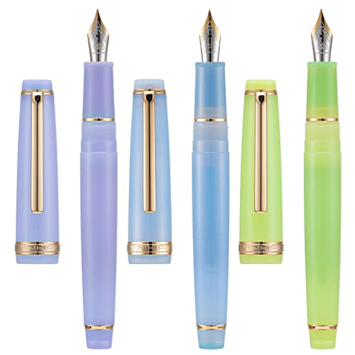 Lanxivi 3 Jinhao 82 Füllfederhalter Transparent Lila, Blau und Grün Acryl, Extra Feine Spitze Gold Zierleiste mit Konverter Set, 3JH82MEFGV58 Lanxivi 3 Jinhao 82 Füllfederhalter Transparent Lila, Blau und Grün Acryl, Extra Feine Spitze Gold Zierleiste mit Konverter Set, 3JH82MEFGV58 von Lanxivi