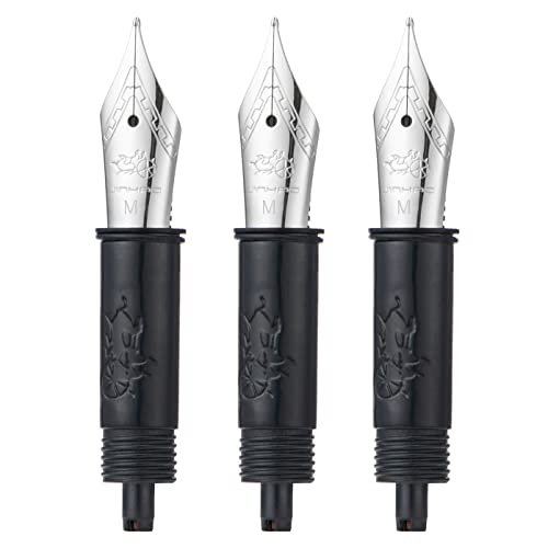 3er Set Jinhao 82 Füllfederhalter Medium Feder mit schwarzem Quereinzug silber - kompatibel mit Jinhao 82, 88, 95 Füllfederhalter von Lanxivi