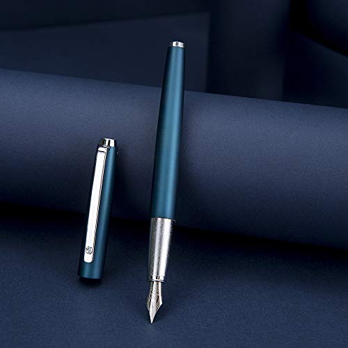 Hongdian 525 Morandi Serie Füllfederhalter, blaue Farbe Iridium, extra feine Feder, Tintenstift mit Metall-Stiftetui von Lanxivi