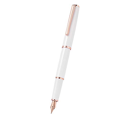 Hongdian 920 Füllfederhalter, extra feine Feder, weißer Schaft, rosévergoldete Tinte, mit Metall-Stiftbox Hongdian 920 Füllfederhalter, extra feine Feder, weißer Schaft, rosévergoldete Tinte, mit Metall-Stiftbox von Lanxivi