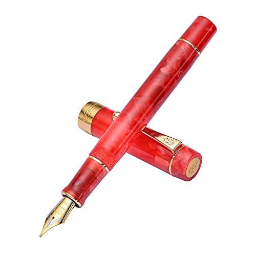 Jinhao 100 Centennial Resin Füllfederhalter Ice Red Golden Clip Iridium Fein 0,5mm mit Konverter Office Pen für Business von Lanxivi