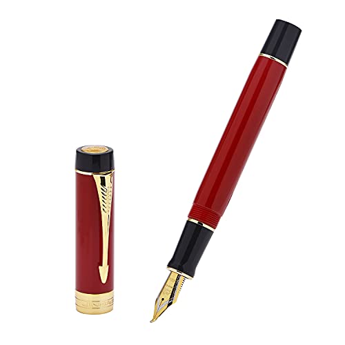 Jinhao 100 Centennial Resin Red Füllfederhalter Pfeilclip Iridium Medium 0,7 mm mit Konverter Office Pen für Business von Lanxivi