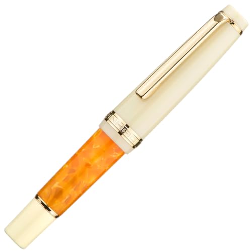 Jinhao 82 Mini Füllfederhalter Extra Fein, Orange Acryl Pocket Pen Gold Trim mit Konverter Set von Lanxivi