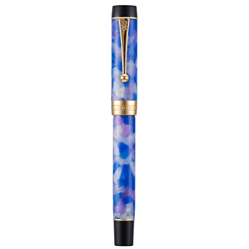 Jinhao Classic Füllfederhalter, Zelluloid, mittlere Feder mit Konverter und Stiftetui aus Metall, Blau / Violett Jinhao Classic Füllfederhalter, Zelluloid, mittlere Feder mit Konverter und Stiftetui aus Metall, Blau / Violett von Lanxivi