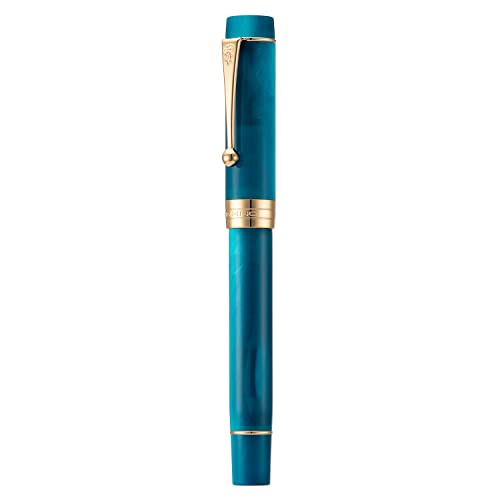Jinhao 100 Füllfederhalter, klassischer Stil, Pfauenblau, Acryl, feine Spitze mit Konverter und goldfarbenem Rand, Stifteetui-Set Jinhao 100 Füllfederhalter, klassischer Stil, Pfauenblau, Acryl, feine Spitze mit Konverter und goldfarbenem Rand, Stifteetui-Set von Lanxivi