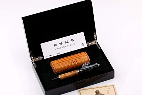 Konfuzius GEDENKMÜNZE natur Bambus Kalligraphie gebogen Feder Füllfederhalter von Lanxivi