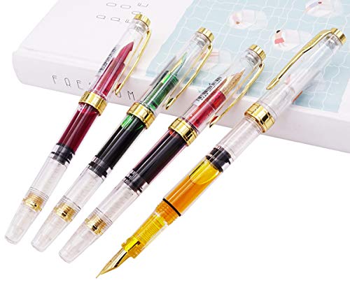 Lanxivi Yongsheng 3011 Demonstrator Clear Klassischer Füllfederhalter, feine Feder, Pfeilclip, Kolbenfüllsystem, goldfarbener Rand, 4 Stück in transparenter Farbe Lanxivi Yongsheng 3011 Demonstrator Clear Klassischer Füllfederhalter, feine Feder, Pfeilclip, Kolbenfüllsystem, goldfarbener Rand, 4 Stück in transparenter Farbe von Lanxivi