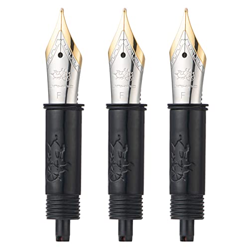 Set mit 3 Jinhao #5 Füllfederhaltern, feine Feder mit schwarzem Teil, goldfarbener Rand, kompatibel mit Jinhao 82, 88, 95 Füllfederhalter von Lanxivi