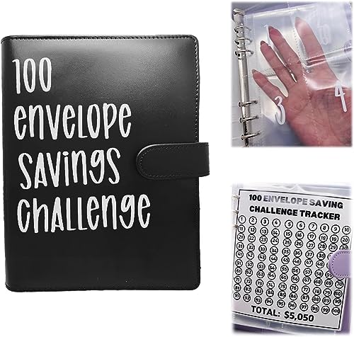 100 Umschlag-Challenge-Ordner | Einfache und unterhaltsame Möglichkeit, 5.050 US-Dollar zu sparen, Spar-Herausforderungsordner, Budgetordner mit Geldumschlägen (Color : Black#1) von LaoSShu