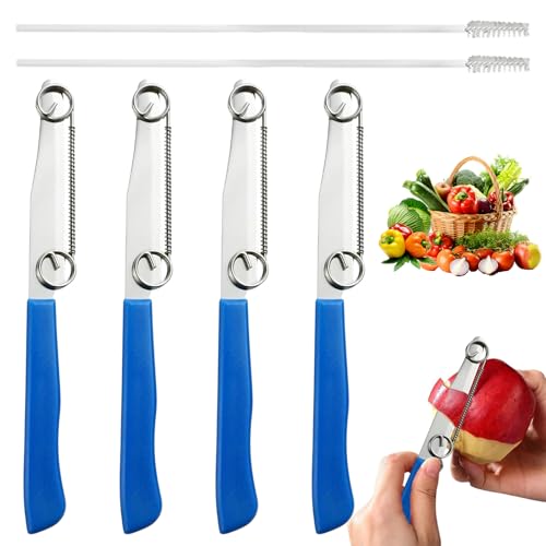 4 Stück Clever Messer Kartoffelschäler, 3-in-1 Zaubermesser Clever Messer Schäler, Messeraufsatz Schäler, Schnelles Schneidemesser, Schnellschneidemesser mit Verstellbarer Feder und Strohbürste 4 Stück Clever Messer Kartoffelschäler, 3-in-1 Zaubermesser Clever Messer Schäler, Messeraufsatz Schäler, Schnelles Schneidemesser, Schnellschneidemesser mit Verstellbarer Feder und Strohbürste von Laralily