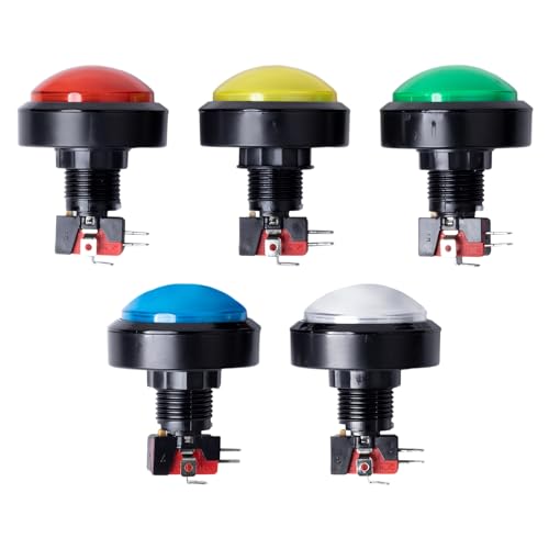 Larcele 60mm Durchmesser Große Runde Druckknopf mit LED-Anzeige für Spielkonsole, DIY Projekte, 5 Stück Mehrweg YXJKG-02 von Larcele