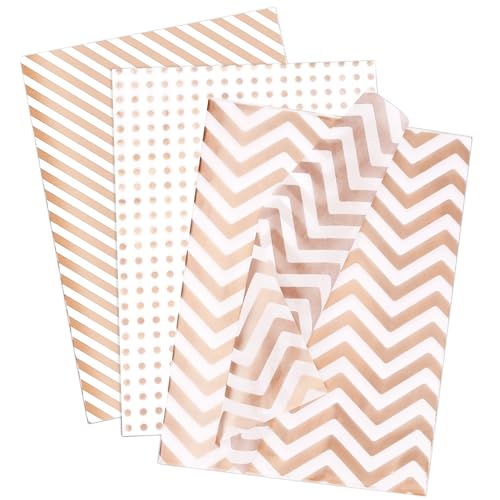 Larcenciel 30 Blatt Seidenpapier, Metallic Seidenpapier Verpackungsmaterial Roségold für Geschenktüten, Wellen und Streifen Geschenkpapier Glitzer für Geburtstage, Hochzeiten, Ferien, 50 x 35 cm Larcenciel 30 Blatt Seidenpapier, Metallic Seidenpapier Verpackungsmaterial Roségold für Geschenktüten, Wellen und Streifen Geschenkpapier Glitzer für Geburtstage, Hochzeiten, Ferien, 50 x 35 cm von Larcenciel