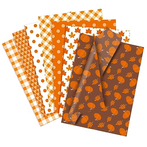 Larcenciel Halloween Seidenpapier 70 Blatt, Herbst Seidenpapier zum Verpacken, Thanksgiving Geschenkpapier mit Ahornblätter Kürbis Geometrische Muster, Verpackungsmaterial für Geschenk, 50×35cm Larcenciel Halloween Seidenpapier 70 Blatt, Herbst Seidenpapier zum Verpacken, Thanksgiving Geschenkpapier mit Ahornblätter Kürbis Geometrische Muster, Verpackungsmaterial für Geschenk, 50×35cm von Larcenciel