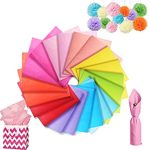 Larcenciel Seidenpapier,100 Blatt mehrfarbiges Seidenpapier Geschenkpapier Geschenkpapierblätter für dekoratives Seidenpapier von Art Craft,10 Farben, 26 × 20 Zoll (66 × 50 cm) von Larcenciel