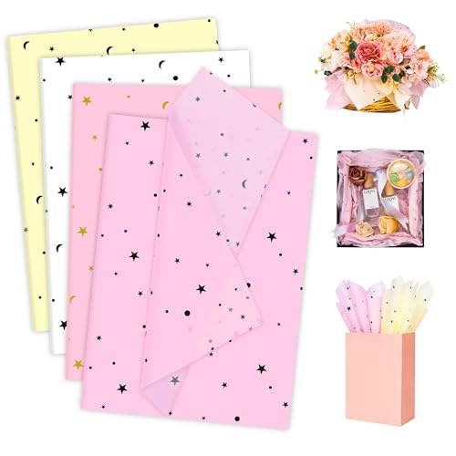 Larcenciel Seidenpapier 60 Blatt, Rosa Weiß Seidenpapier Verpackungsmaterial mit Sterne Muster, Pastell Seidenpapier Transparentpapier zum Verpacken, Verpackungspapier für Geburtstag, Hochzeit,50x35CM Larcenciel Seidenpapier 60 Blatt, Rosa Weiß Seidenpapier Verpackungsmaterial mit Sterne Muster, Pastell Seidenpapier Transparentpapier zum Verpacken, Verpackungspapier für Geburtstag, Hochzeit,50x35CM von Larcenciel