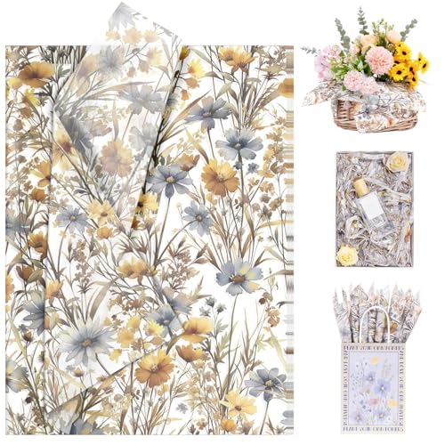 Larcenciel Seidenpapier Aquarell Blume, 60 Blatt Gelb Seidenpapier Verpackungsmaterial für Füllmaterial, Vintage Wildblumen Pflanzen Geschenkpapier für Geburtstage Hochzeit Jubiläen Basteln, 50x35CM Larcenciel Seidenpapier Aquarell Blume, 60 Blatt Gelb Seidenpapier Verpackungsmaterial für Füllmaterial, Vintage Wildblumen Pflanzen Geschenkpapier für Geburtstage Hochzeit Jubiläen Basteln, 50x35CM von Larcenciel