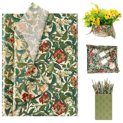 Larcenciel Seidenpapier DunkelGrün, 60 Blatt Vintage Blumen Seidenpapier Verpackungsmaterial für Geschenktüte Füllmaterial, Matte Geschenkpapier für Geburtstage, Hochzeit, Jubiläen, Basteln, 50x35CM Larcenciel Seidenpapier DunkelGrün, 60 Blatt Vintage Blumen Seidenpapier Verpackungsmaterial für Geschenktüte Füllmaterial, Matte Geschenkpapier für Geburtstage, Hochzeit, Jubiläen, Basteln, 50x35CM von Larcenciel
