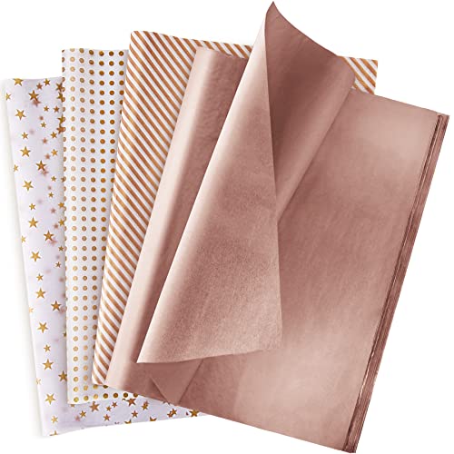 Larcenciel Seidenpapier Set, 120 Blatt Metallic Seidenpapier Rosegold Geschenkpapier Bastelpapier Geschenk Verpackungsmaterial für Hochzeit, Party, Geburtstag, Weihnachten (50 x 35 cm) von Larcenciel