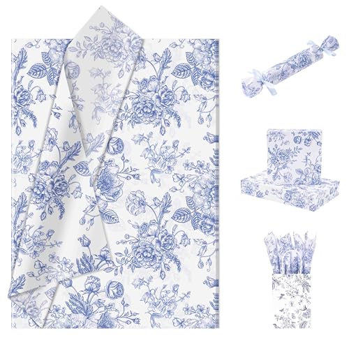 Larcenciel Seidenpapier Vintage Blume, Blau und Weiß Seidenpapier Verpackungsmaterial für Füllmaterial, Rose Pfingstrose Geschenkpapier für Geburtstage Hochzeit Jubiläen Basteln, 30 Blatt 50x35CM Larcenciel Seidenpapier Vintage Blume, Blau und Weiß Seidenpapier Verpackungsmaterial für Füllmaterial, Rose Pfingstrose Geschenkpapier für Geburtstage Hochzeit Jubiläen Basteln, 30 Blatt 50x35CM von Larcenciel
