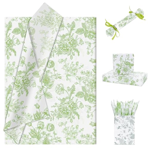 Larcenciel Seidenpapier Vintage Blume, Grün und Weiß Seidenpapier Verpackungsmaterial für Füllmaterial, Rose Pfingstrose Geschenkpapier für Geburtstage Hochzeit Jubiläen Basteln, 30 Blatt 50x35CM Larcenciel Seidenpapier Vintage Blume, Grün und Weiß Seidenpapier Verpackungsmaterial für Füllmaterial, Rose Pfingstrose Geschenkpapier für Geburtstage Hochzeit Jubiläen Basteln, 30 Blatt 50x35CM von Larcenciel