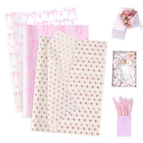 Larcenciel Seidenpapier mit Schleife, 60 Blatt Seidenpapier Verpackungsmaterial - Rosa, Gelb, Weiß, Süß Kokette Geschenkpapier Packseide für Füllmaterial Geburtstage Hochzeit Jubiläen Basteln 50x35CM Larcenciel Seidenpapier mit Schleife, 60 Blatt Seidenpapier Verpackungsmaterial - Rosa, Gelb, Weiß, Süß Kokette Geschenkpapier Packseide für Füllmaterial Geburtstage Hochzeit Jubiläen Basteln 50x35CM von Larcenciel