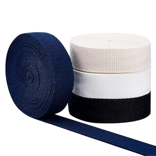 20 Yard Köperband Gurtband Set, 25mm Breite, Schwere Baumwolle, 4 Farben, Vielseitig Einsetzbares Flaches Polyesterband mit Fischgrätenmuster für DIY Handwerk, Nähen und Schürzenherstellung 20 Yard Köperband Gurtband Set, 25mm Breite, Schwere Baumwolle, 4 Farben, Vielseitig Einsetzbares Flaches Polyesterband mit Fischgrätenmuster für DIY Handwerk, Nähen und Schürzenherstellung von Larebidtex