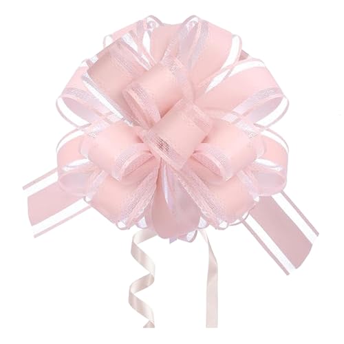 LaresDay Auto Dekor Schleifen Set, 5 Stück XXL Geschenkband mit Goldfolie für Hochzeitsauto, Partydekoration, HausEinweihung & Feiern – Wiederverwendbare Riesen-Schleifen für Tüten (Rosa) von LaresDay