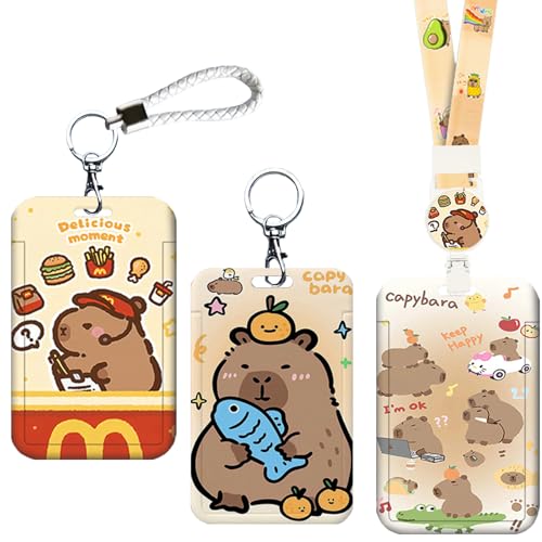 LaresDay Capybara 3-in-1 Ausweishalter Set für U-Bahn/Fahrkarten mit Schlüsselanhänger, Verstellbarer Halskette & Lederband - Cartoon-ID-Halter mit Sicherheitsclip für Teenager, Büro, Schule & Öffentl LaresDay Capybara 3-in-1 Ausweishalter Set für U-Bahn/Fahrkarten mit Schlüsselanhänger, Verstellbarer Halskette & Lederband - Cartoon-ID-Halter mit Sicherheitsclip für Teenager, Büro, Schule & Öffentl von LaresDay