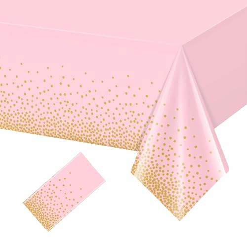 LaresDay Einweg Tischdecken Geburtstagsparty, wasserfeste Tischdecken rechteckig, Gold - Tischtuch für Feste, Hochzeit, Weihnachten (137 x 274 cm) (Rosa) von LaresDay