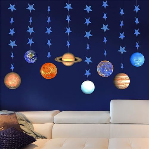 LaresDay Galaxie-Dekoset mit 8 Planeten & Sternen-Girlande, Blaue schimmernde Weltraum-Deko,Premium Papier-Banner für-Geburtstagsparty, Kinderzimmer-Sternenhimmel und Raumfahrt-Theme Partys LaresDay Galaxie-Dekoset mit 8 Planeten & Sternen-Girlande, Blaue schimmernde Weltraum-Deko,Premium Papier-Banner für-Geburtstagsparty, Kinderzimmer-Sternenhimmel und Raumfahrt-Theme Partys von LaresDay
