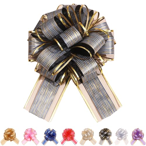 LaresDay Geschenkschleifen 5 Stück Groß (18cm) für Geschenkverpackung Hochzeitsauto & Auto Deko - Wiederverwendbare Dekoschleifen mit Goldfolie für Hochzeit, Party, Einweihungsfeier (schwarz) von LaresDay
