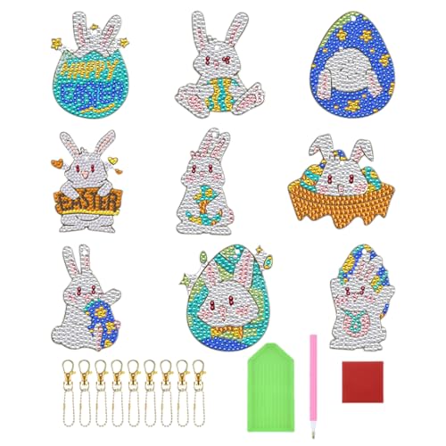 Larfraecy 9Pcs Ostern Diamond Painting Schlüsselanhänger Kit Hase Ostereier 5D Strass Malerei Doppelseitig Diamond Art Painting Schlüsselanhänger DIY Diamond Painting Deko Larfraecy 9Pcs Ostern Diamond Painting Schlüsselanhänger Kit Hase Ostereier 5D Strass Malerei Doppelseitig Diamond Art Painting Schlüsselanhänger DIY Diamond Painting Deko von Larfraecy