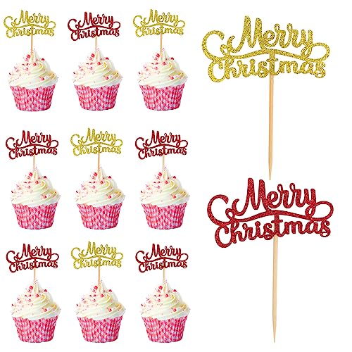 Weihnachten Kuchen-Aufsätze 40Stück Gold und Rot Glitter Merry Christmas Cake Topper,Cake Decor Party Supplies,Weihnachten Thema Geburtstag Party Dekorationen für Weihnachten,Neujahr,Zeremonie Weihnachten Kuchen-Aufsätze 40Stück Gold und Rot Glitter Merry Christmas Cake Topper,Cake Decor Party Supplies,Weihnachten Thema Geburtstag Party Dekorationen für Weihnachten,Neujahr,Zeremonie von Larfraecy