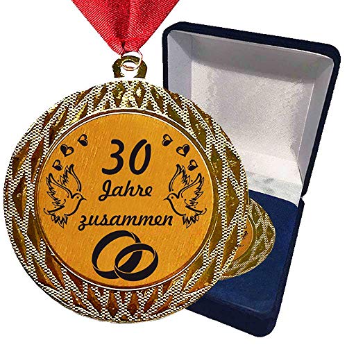 Larius Group Medaille Orden 30 Jahre zusammen Hochzeit Hochzeitsgeschenk Geschenk Auszeichnung Ehrenorden Wunschtext (mit Schachtel) von Larius Group