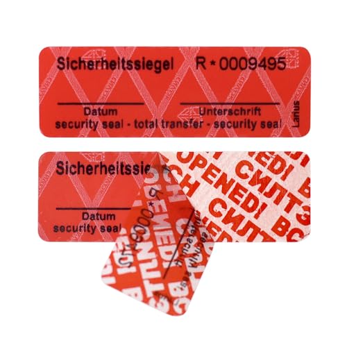 Larius Sicherheitsetiketten - Transfer Typ Siegel Sicherheitssiegel Security Seals - Deutsche Version (Rot, 100) von Larius
