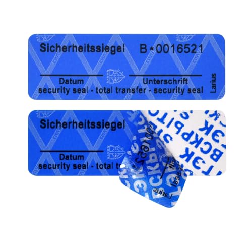 Larius Sicherheitsetiketten - Transfer Typ Siegel Sicherheitssiegel Security Seals - Deutsche Version (Blau, 100) von Larius
