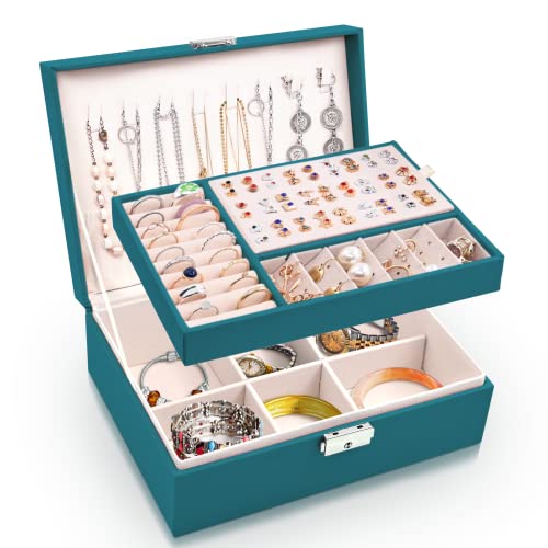 Larkumio Schmuckkästchen Mädchen Damen Groß, Schmuckaufbewahrung Schmuckkasten Sperren Schmuckschatulle, PU Leder Schmuckkiste 2 Schicht Jewelry Box Schmuckbox für Halsketten Ohrring Ring, Grün Larkumio Schmuckkästchen Mädchen Damen Groß, Schmuckaufbewahrung Schmuckkasten Sperren Schmuckschatulle, PU Leder Schmuckkiste 2 Schicht Jewelry Box Schmuckbox für Halsketten Ohrring Ring, Grün von Larkumio