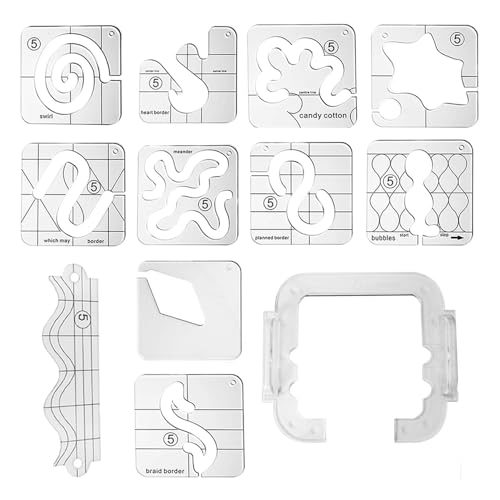 Laroal 12-teiliges Quilt-Vorlagen-Set, Freihand-Quilt-Vorlage, Acryl, DIY-Näh-Patchwork-Lineal für Heimnähmaschinen Laroal 12-teiliges Quilt-Vorlagen-Set, Freihand-Quilt-Vorlage, Acryl, DIY-Näh-Patchwork-Lineal für Heimnähmaschinen von Laroal