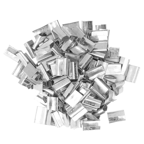 Laroal 500 g Metall-Umreifungsverschlüsse, Umreifungsclips, verzinkter Stahl, offene Verschlüsse, Umreifungsclip für Polyester-Umreifungsverpackungen, Spannclips, 25 x 16 mm von Laroal
