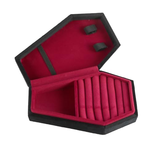 Laroal Mini-Schmuckschatulle in Sargform, Gothic-Stil, Plüschsamt, Kleiner Schmuck-Organizer für Ringe, Ohrringe, Halsketten, Armbänder, einzigartiges Schmucketui im Sargstil Laroal Mini-Schmuckschatulle in Sargform, Gothic-Stil, Plüschsamt, Kleiner Schmuck-Organizer für Ringe, Ohrringe, Halsketten, Armbänder, einzigartiges Schmucketui im Sargstil von Laroal