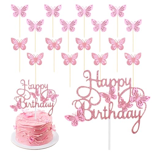 13 Stück Schmetterling-Kuchenaufsätze, 3D-Happy Birthday-Kuchenaufsätze, Kuchendekorationen, Schmetterlings-Dekor, Cupcake-Dekoration, Heimdekoration, für Frauen, Mädchen, Teeparty, Geburtstag 13 Stück Schmetterling-Kuchenaufsätze, 3D-Happy Birthday-Kuchenaufsätze, Kuchendekorationen, Schmetterlings-Dekor, Cupcake-Dekoration, Heimdekoration, für Frauen, Mädchen, Teeparty, Geburtstag von Larrel