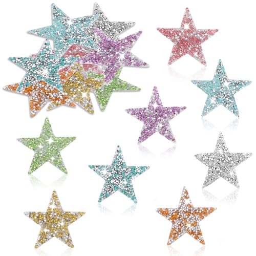 16 Stück Stern-Paillettenapplikationen zum Aufbügeln auf Stickereien, Applikationen, Stoffaufnäher für Kleidung, Hüte, Wärmepresse, Jeans, Reparaturdekoration (5,9 cm, gemischte Farben) von Larrel