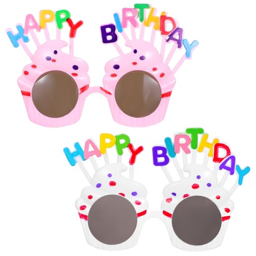 2 Stück Geburtstagsbrillen, Happy Birthday Sonnenbrille, schöne Cupcake-Partybrille für Erwachsene, Geburtstage, Sonnenbrillen für Frauen, Happy Birthdays, Party-Glaszubehör für Foto-Requisiten 2 Stück Geburtstagsbrillen, Happy Birthday Sonnenbrille, schöne Cupcake-Partybrille für Erwachsene, Geburtstage, Sonnenbrillen für Frauen, Happy Birthdays, Party-Glaszubehör für Foto-Requisiten von Larrel