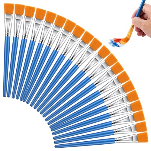 20-teiliges flaches Pinsel-Set, 2,5 cm Aquarellpinsel, Nylon-Haarmalpinsel für Detailmalerei, synthetische Pinsel für Acryl, Aquarell, Öl, Handwerk und Gesichtskörperkunst 20-teiliges flaches Pinsel-Set, 2,5 cm Aquarellpinsel, Nylon-Haarmalpinsel für Detailmalerei, synthetische Pinsel für Acryl, Aquarell, Öl, Handwerk und Gesichtskörperkunst von Larrel