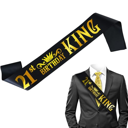 21. Geburtstag König Schärpe, Schwarz Golden Lustige Geburtstag Satin Schärpe Folie Schriftzug Schärpen Party Dekorationen Supplies Geschenke für Männer Junge Ehemann Freund Sohn Bruder 21. Geburtstag König Schärpe, Schwarz Golden Lustige Geburtstag Satin Schärpe Folie Schriftzug Schärpen Party Dekorationen Supplies Geschenke für Männer Junge Ehemann Freund Sohn Bruder von Larrel