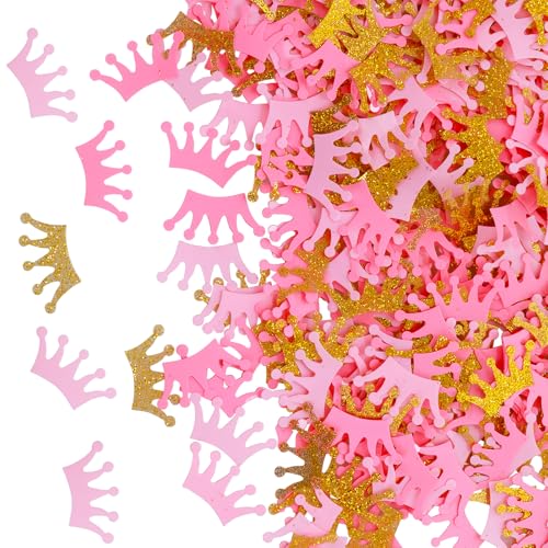 300 Stück Kronenkonfetti, glitzerndes Prinz-König-Kronen-Konfetti, Streu-Tischdekoration für Prinzessinnengeburtstagsparty und Mädchen, Babyparty-Dekorationen, goldfarben, rosa Tischdekorationen 300 Stück Kronenkonfetti, glitzerndes Prinz-König-Kronen-Konfetti, Streu-Tischdekoration für Prinzessinnengeburtstagsparty und Mädchen, Babyparty-Dekorationen, goldfarben, rosa Tischdekorationen von Larrel