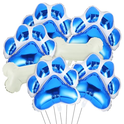 5 Stück 71,1 x 66 cm Pfotenabdruck-Luftballons, 2 Stück Hundeknochen-Ballon, Folienballon, Hundedekoration, Blue-Hinweise, Geburtstagsdekorationen für Mädchen, Jungen, Haustiere, Blau, Weiß, 5 Stück 5 Stück 71,1 x 66 cm Pfotenabdruck-Luftballons, 2 Stück Hundeknochen-Ballon, Folienballon, Hundedekoration, Blue-Hinweise, Geburtstagsdekorationen für Mädchen, Jungen, Haustiere, Blau, Weiß, 5 Stück von Larrel